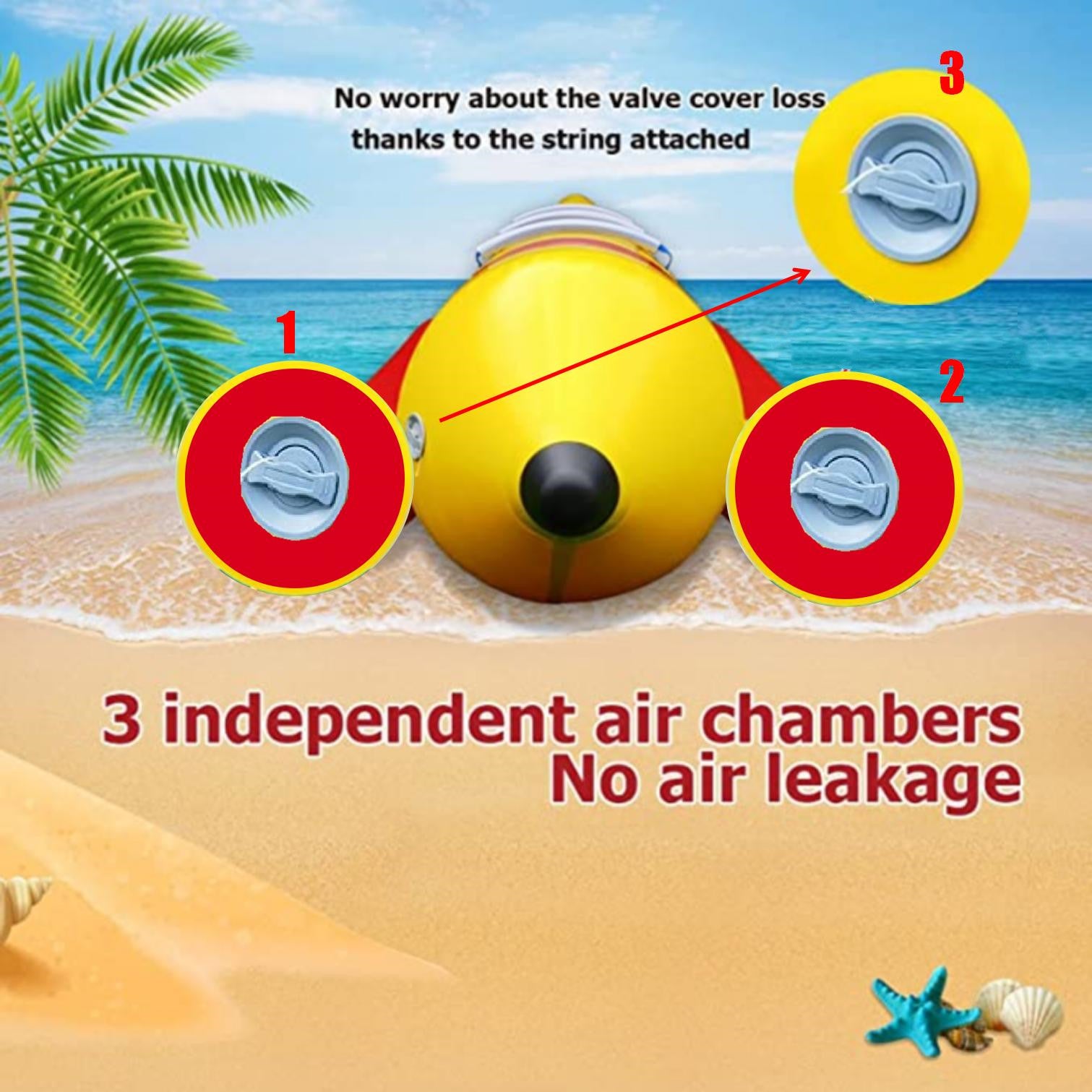 Inflatable Boat Tube 3-Person Towable Tube For Boating Banana Float