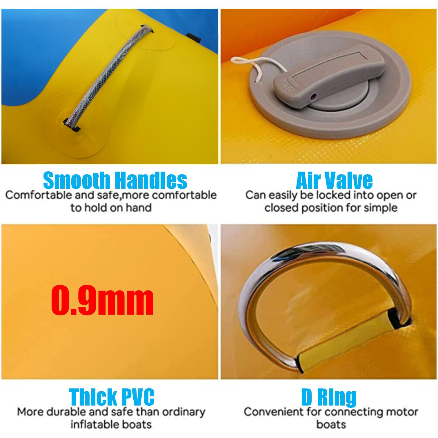 Inflatable Boat Tube 3-Person Towable Tube For Boating Banana Float