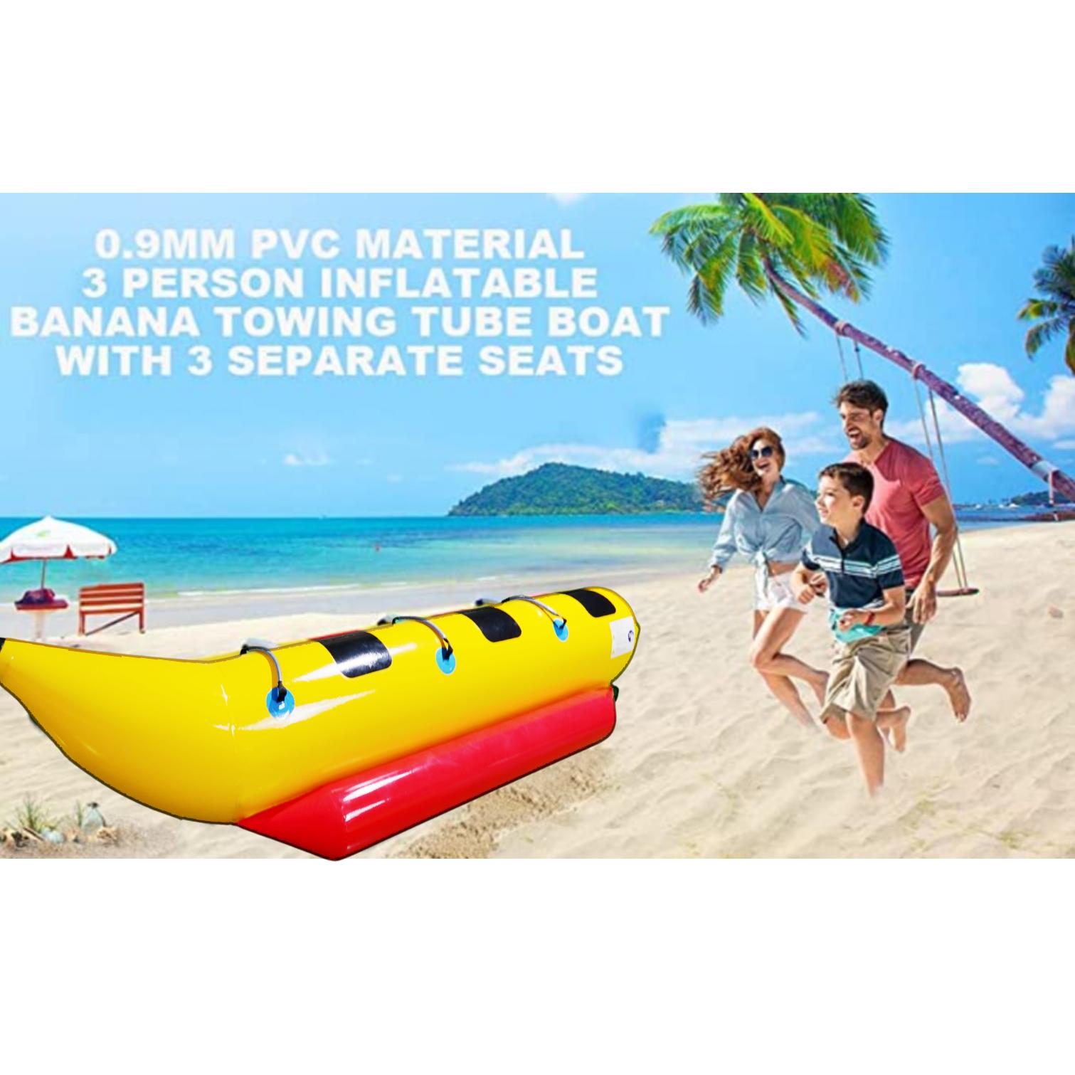 Inflatable Boat Tube 3-Person Towable Tube For Boating Banana Float