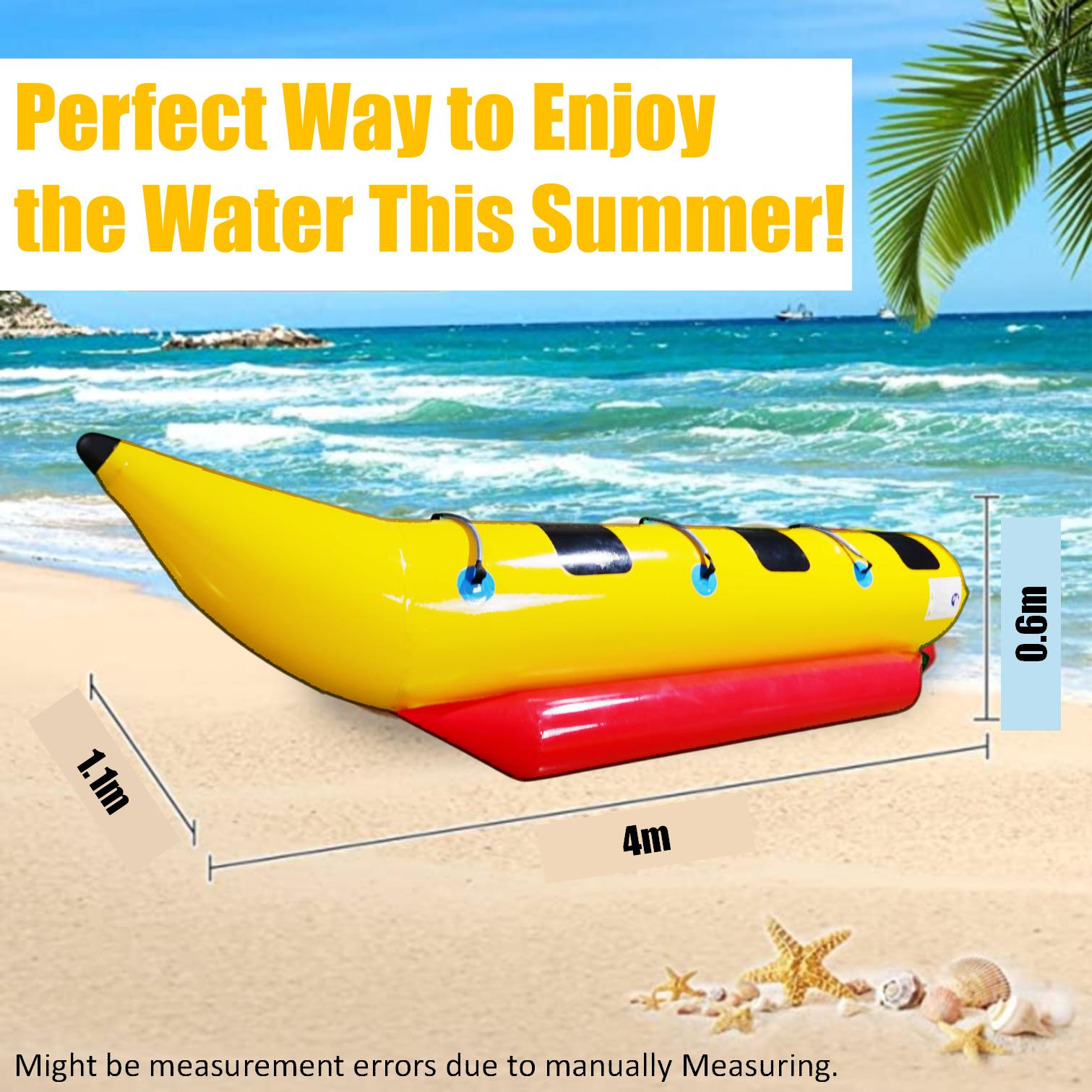 Inflatable Boat Tube 3-Person Towable Tube For Boating Banana Float