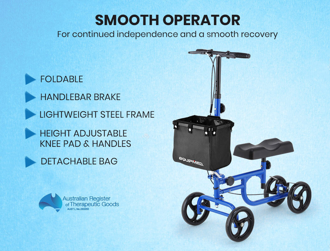 EQUIPMED Knee Walker Scooter Folding Mobility Alternative to Crutches Wheelchair