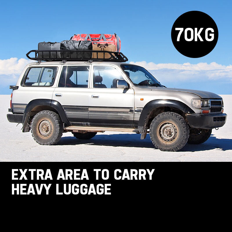 BULLET Car Roof Rack, 123 x 102 x 12cm Universal Luggage Carrier Steel Cage Vehicle Cargo