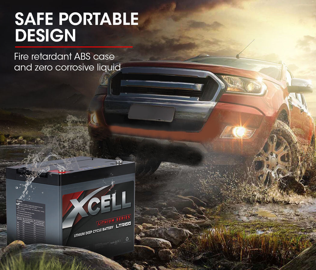 X-CELL 100Ah 12v Lithium Battery LiFePO4 Iron Phosphate Deep Cycle Camping 4WD