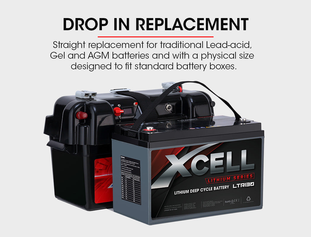 X-CELL 130Ah 12v Lithium Battery LiFePO4 Iron Phosphate Deep Cycle Camping 4WD