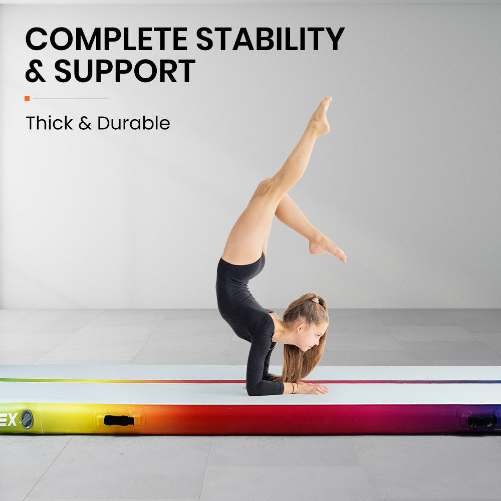 PROFLEX 400x100x10cm Inflatable Air Track Mat Tumbling Gymnastics, Multi-Coloured (No Pump)