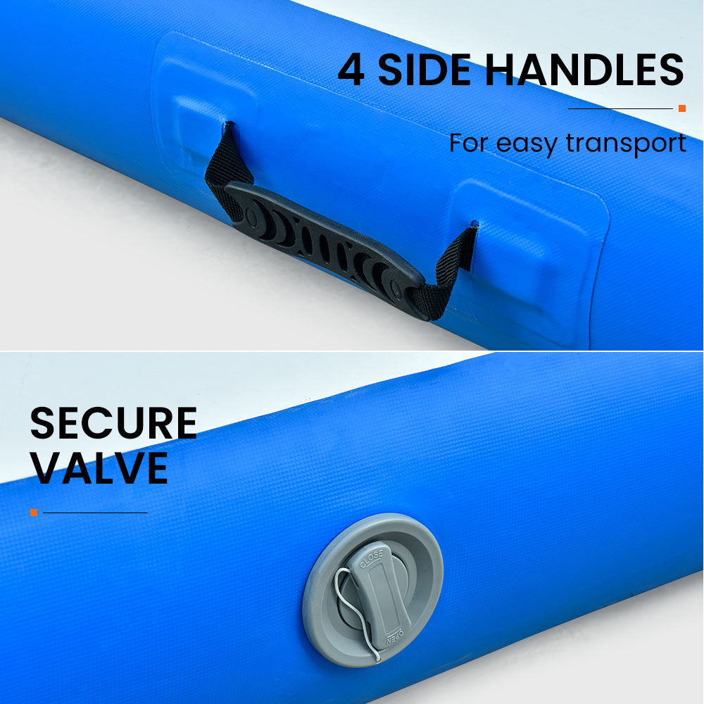 PROFLEX 800x100x10cm Inflatable Air Track Mat Tumbling Gymnastics, Blue & White, with Electric Pump