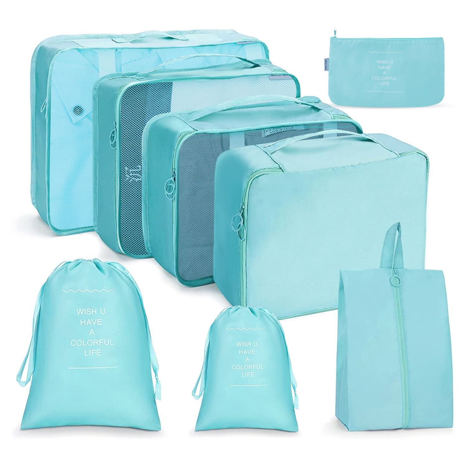 GOMINIMO 8 Set Travel Packing Cubes (Tiffany Blue) GO-PC-100-DX