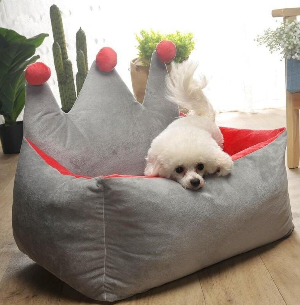 Floofi Pet Bed Crown Shape (L Grey Yellow) - PT-PB-211-RN
