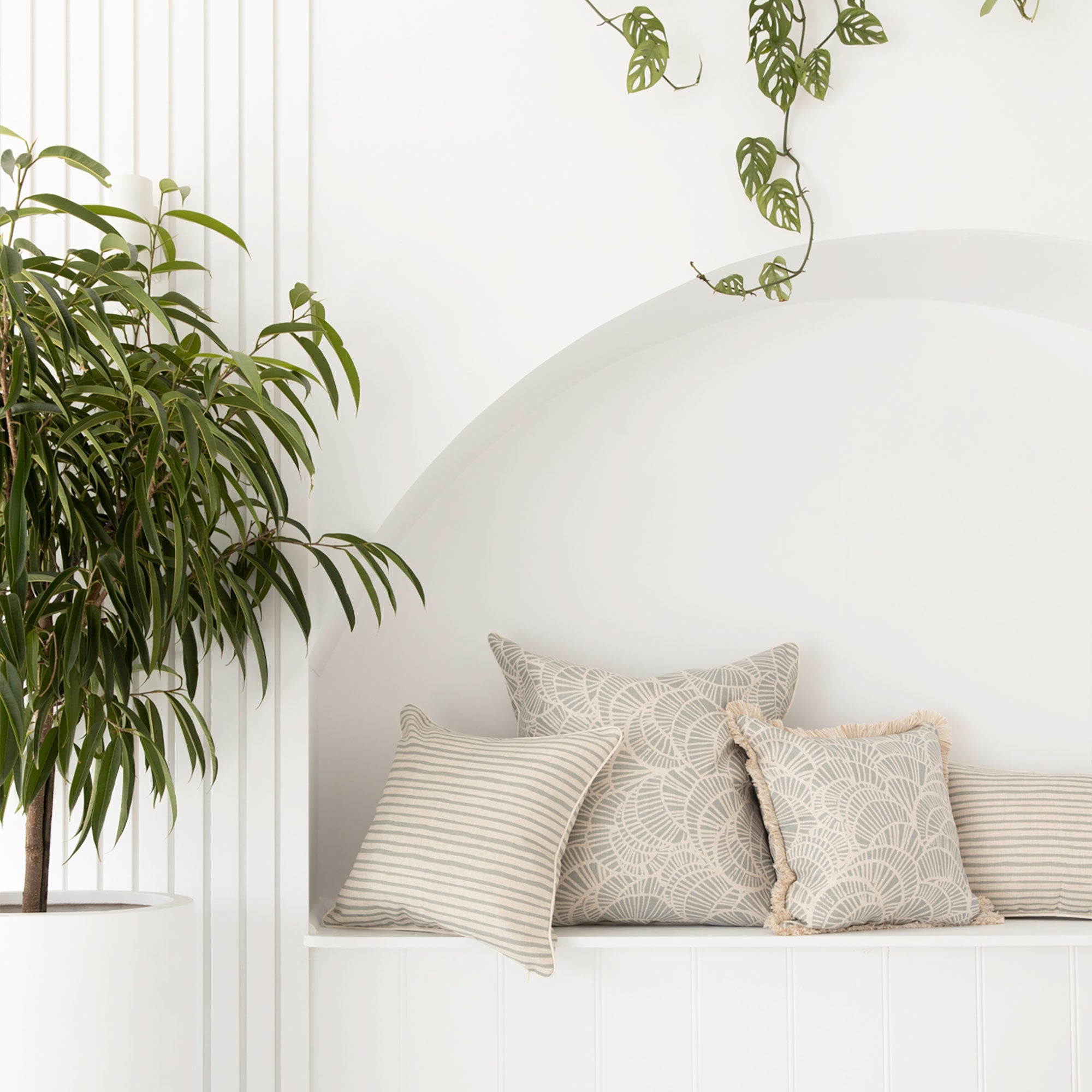 Cushion Cover-With Piping-Positano Smoke-60cm x 60cm