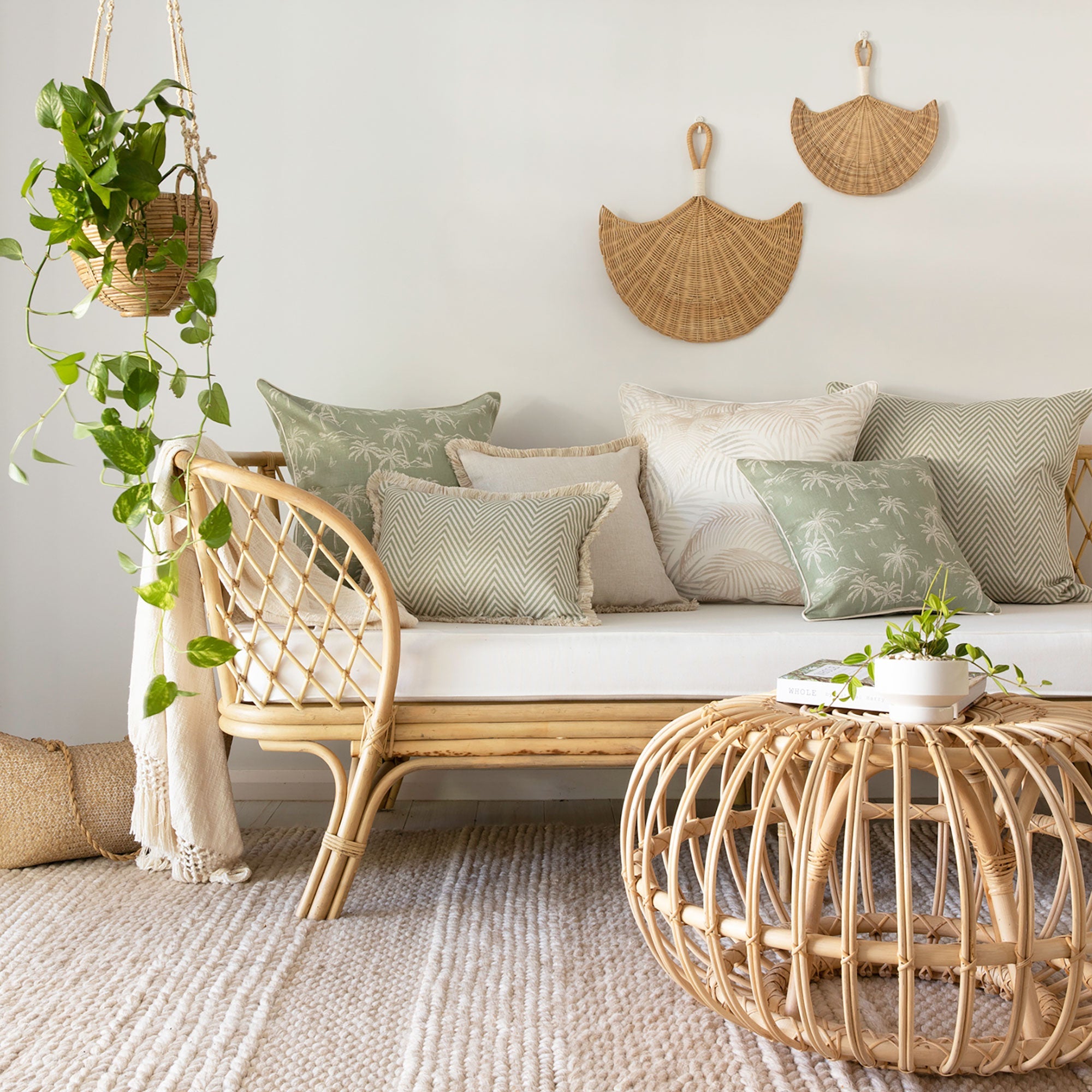 Cushion Cover-With Piping-Zig Zag Sage-60cm x 60cm