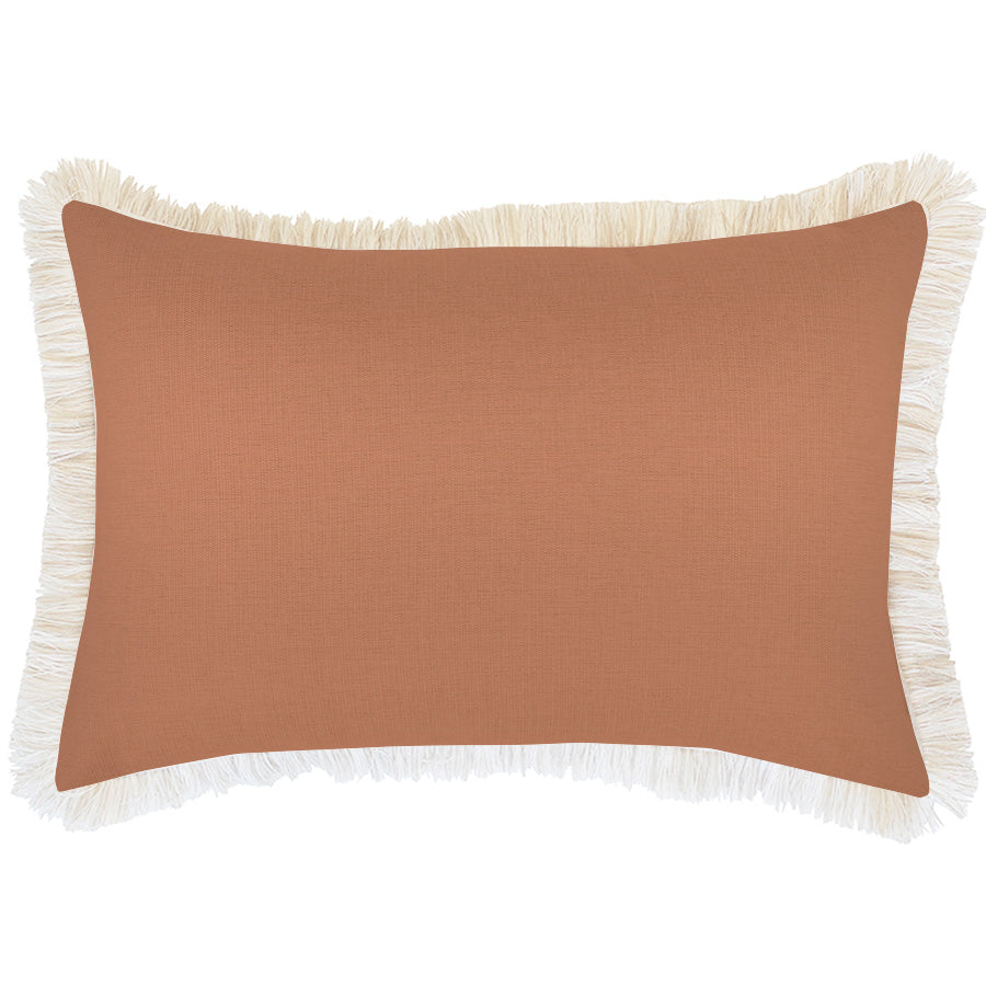 Cushion Cover-Coastal Fringe-Solid-Clay-35cm x 50cm
