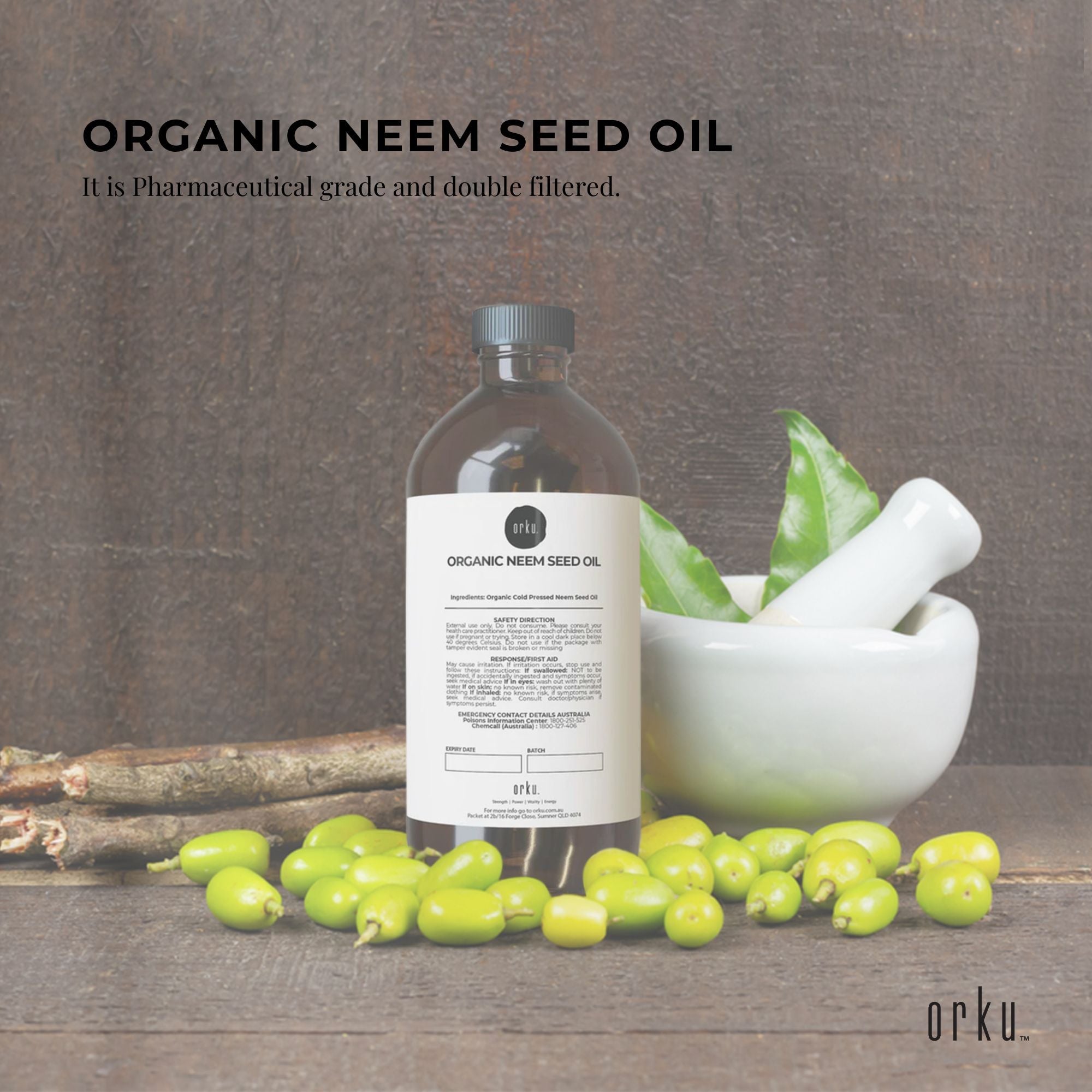 1L Neem Seed Oil - Pure Virgin Cold Pressed Azadirachtin Indica