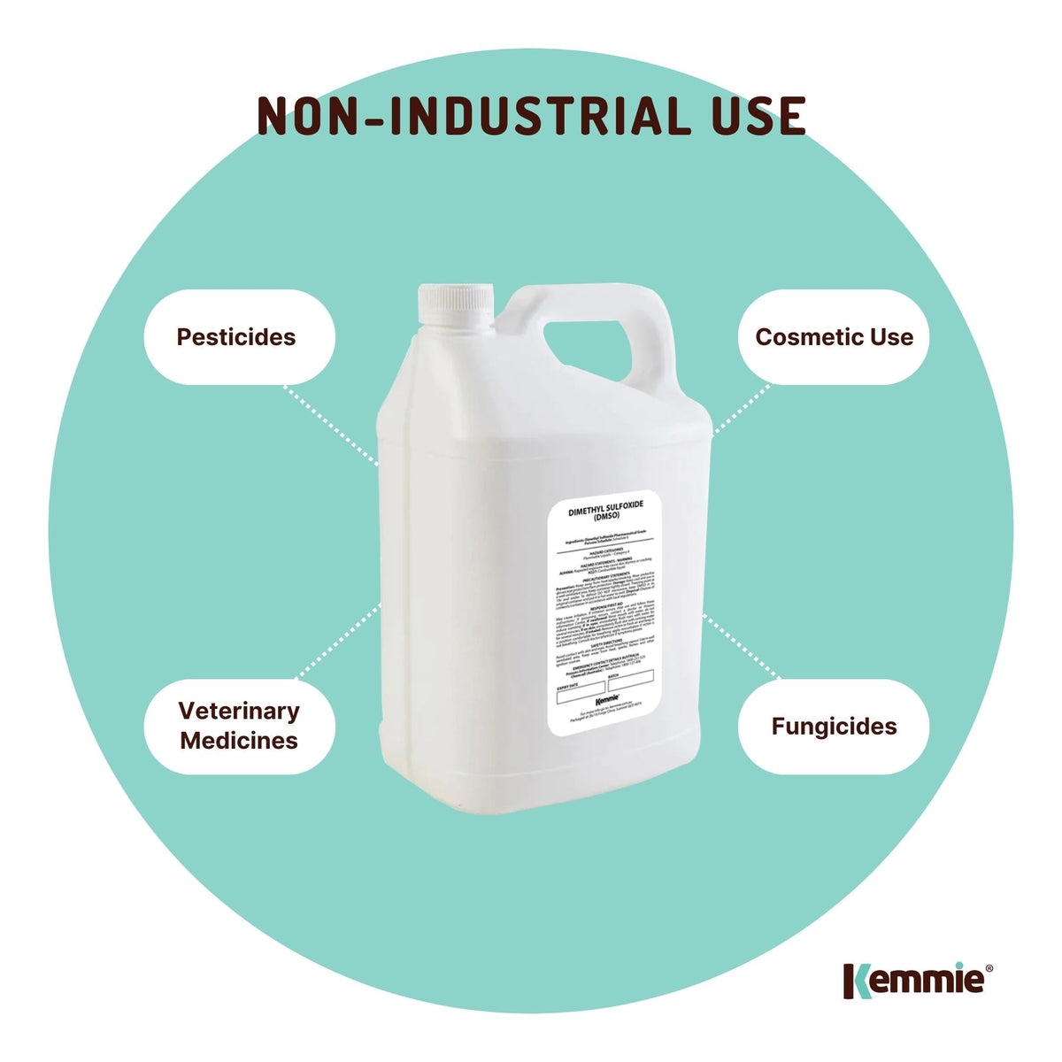 Kemmie 5L DMSO Liquid 99.9% Pure - High Purity Dimethyl Sulfoxide Solvent Bulk