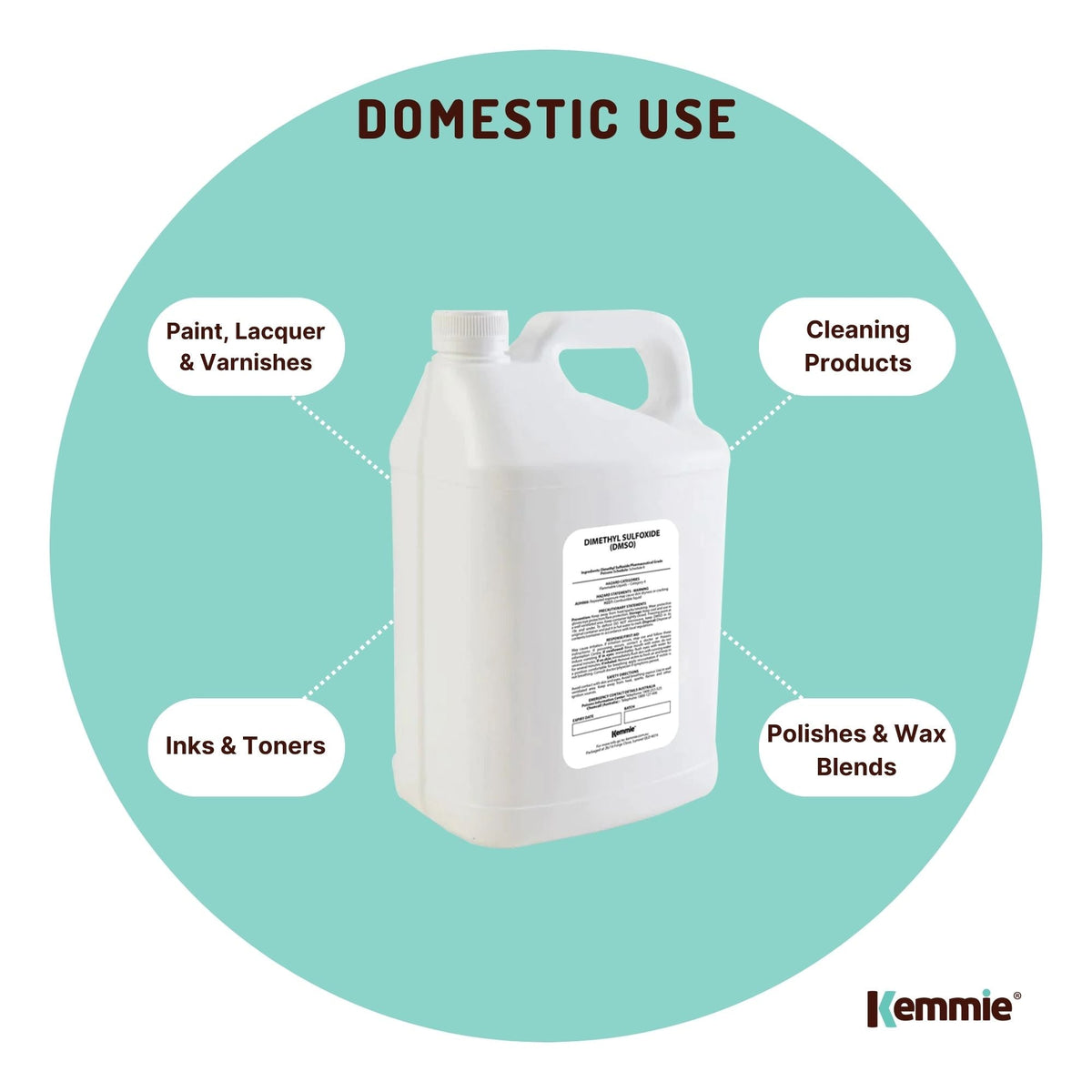 Kemmie 5L DMSO Liquid 99.9% Pure - High Purity Dimethyl Sulfoxide Solvent Bulk