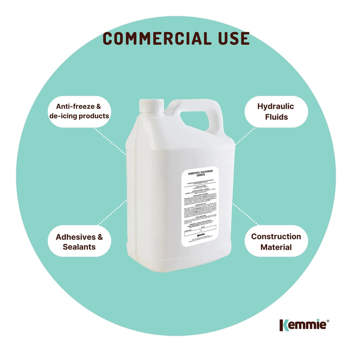 Kemmie 5L DMSO Liquid 99.9% Pure - High Purity Dimethyl Sulfoxide Solvent Bulk