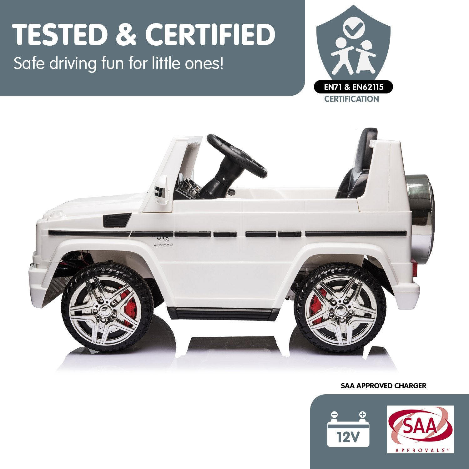 Kahuna Mercedes Benz AMG G65 Licensed Kids Ride On Electric Car Remote Control - White