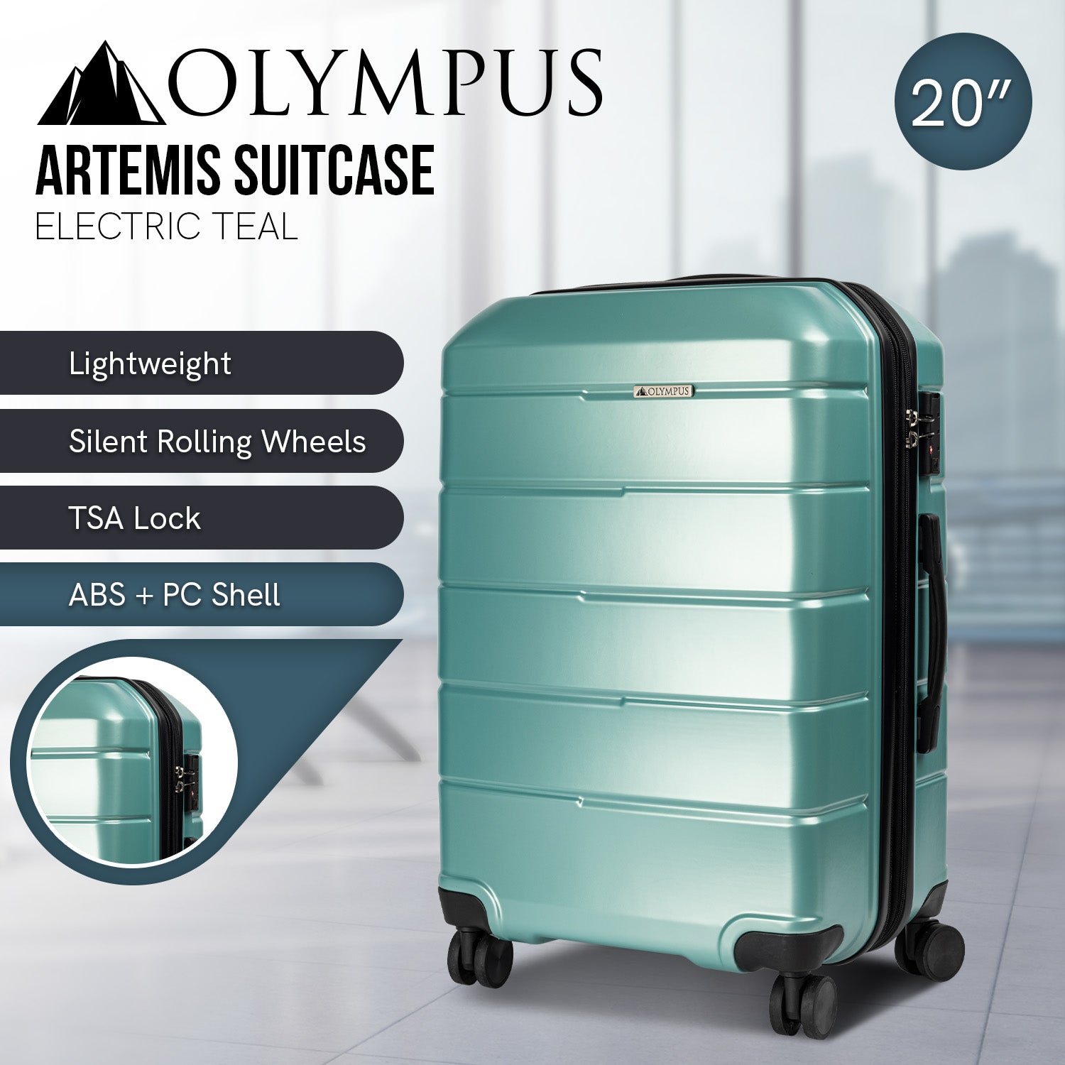 Olympus Artemis 20 in Hard Shell ABS+PC - Electric Teal
