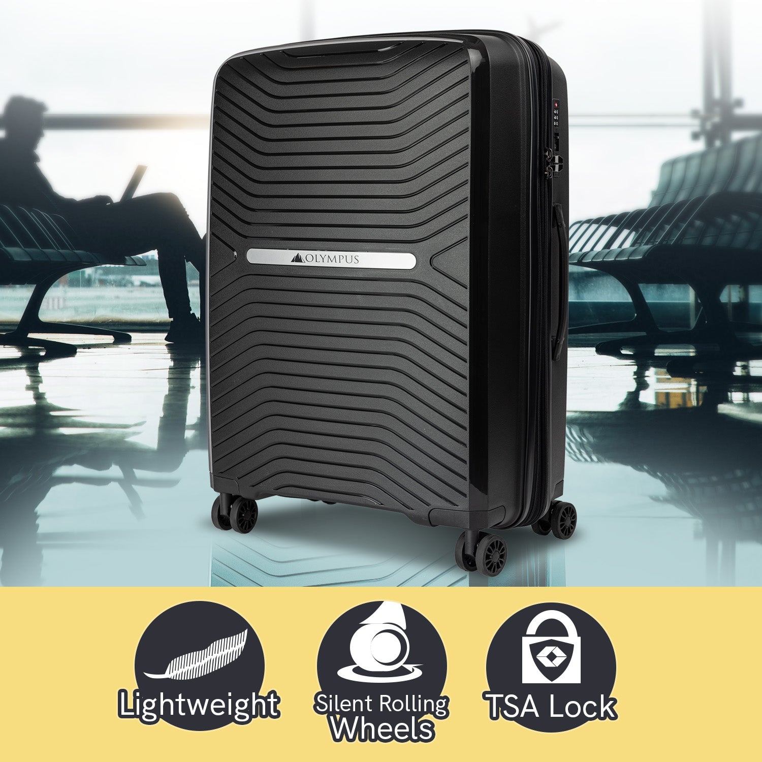 Olympus Astra 20in Hard Shell Suitcase - Obsidian Black
