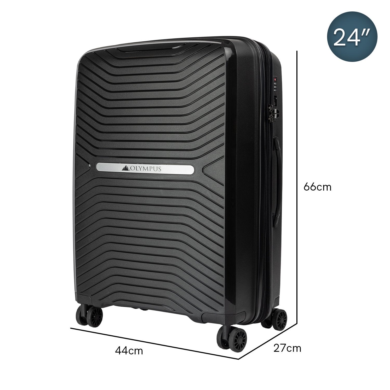 Olympus Astra 24in Lightweight Hard Shell Suitcase - Obsidian Black