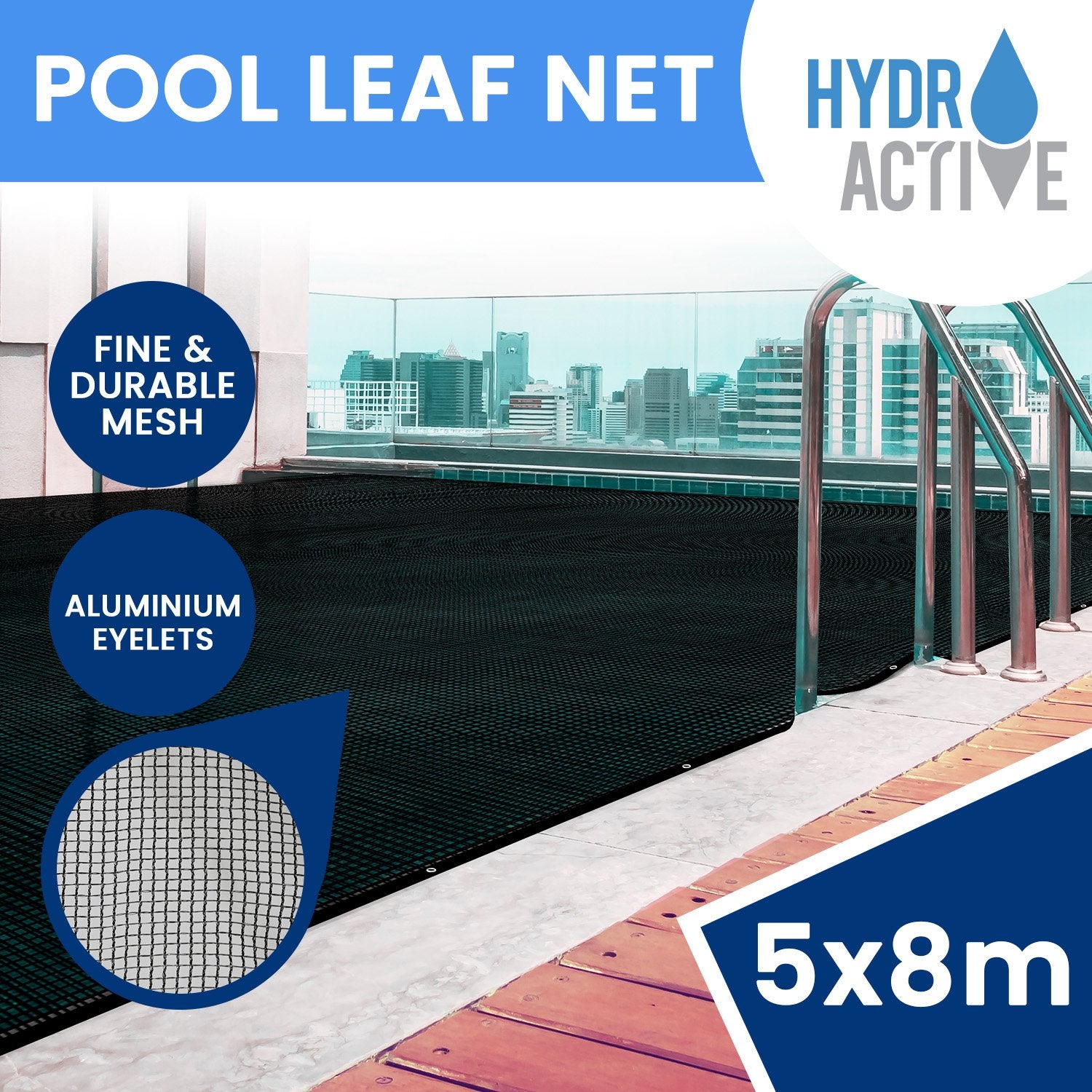 HydroActive UV-Resistant Swimming Pool Leaf Net Cover 5 x 8m