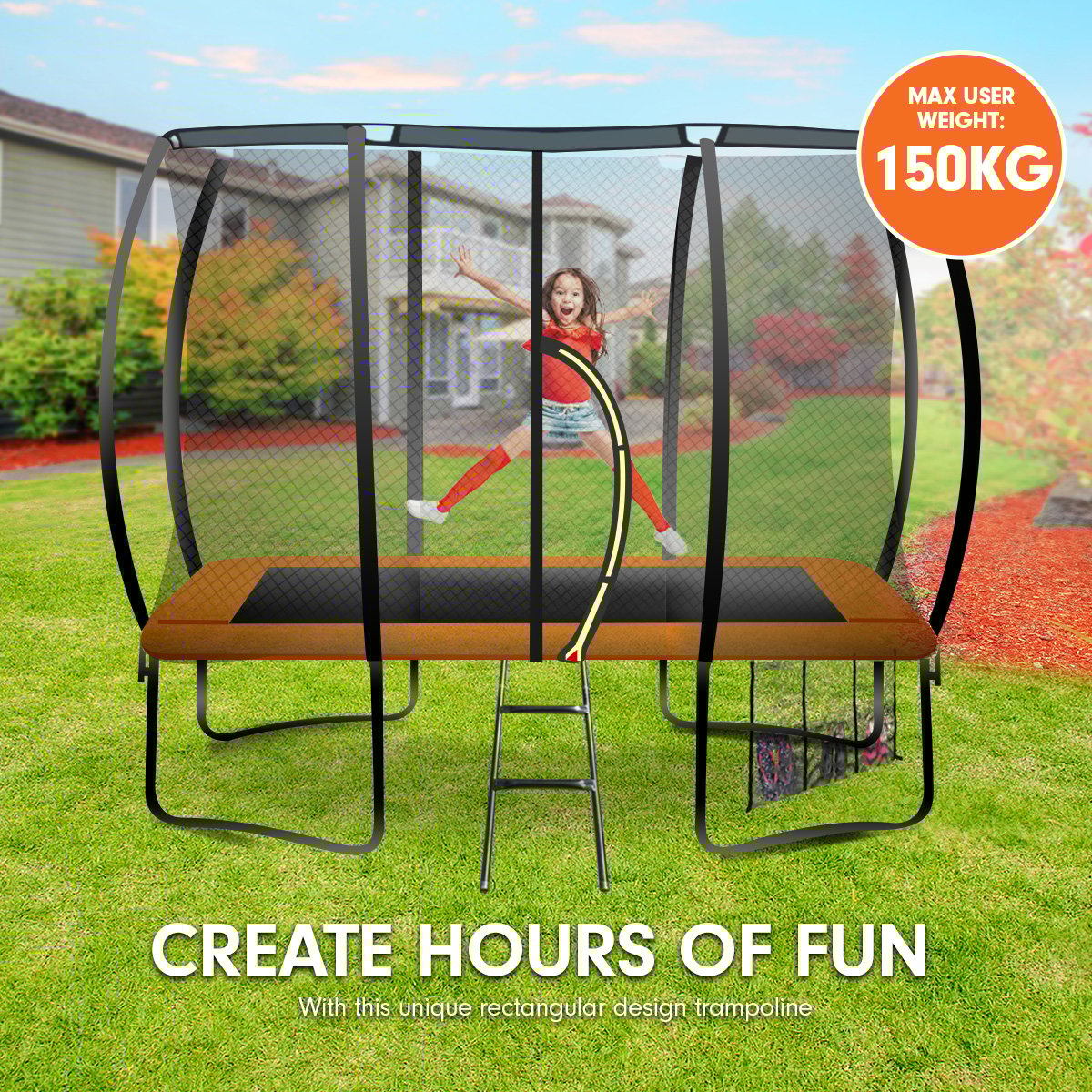 Kahuna Trampoline 6 Ft x 9 Ft Rectangular Outdoor - Orange