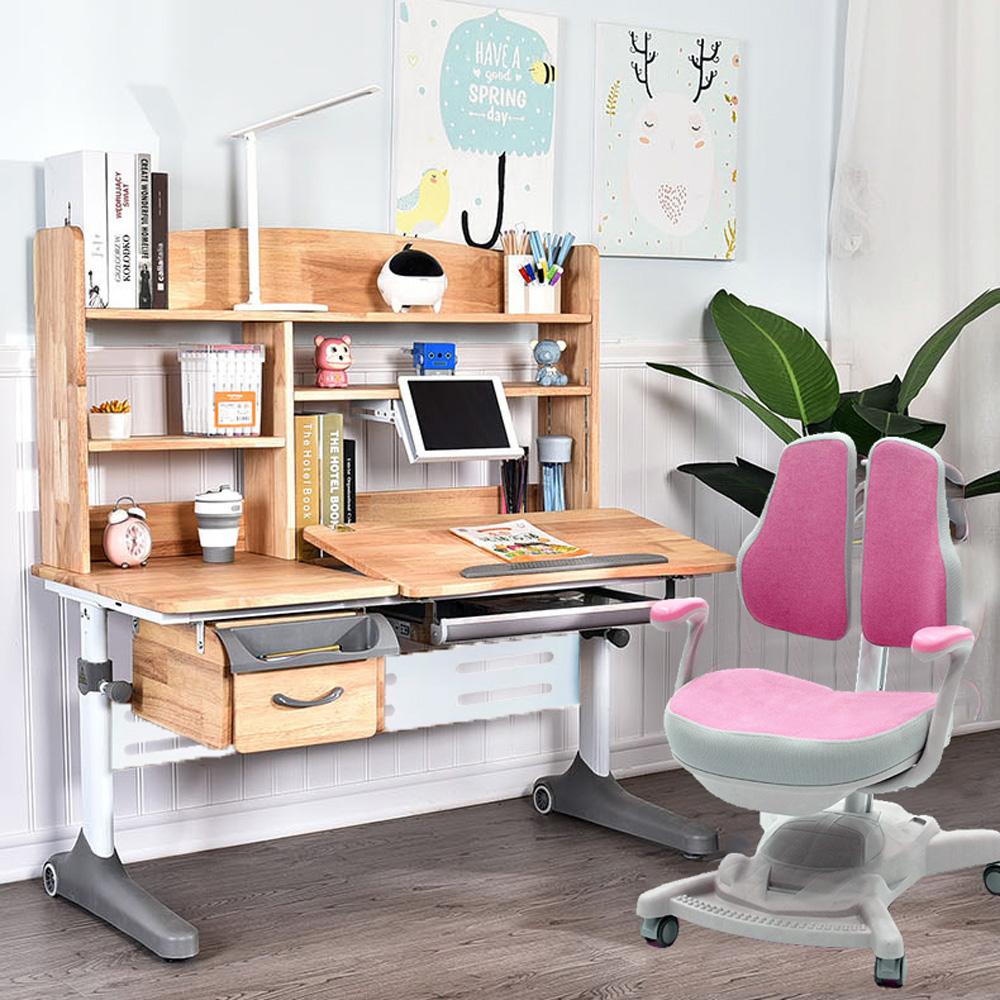 Solid Rubber Wood Height Adjustable Children Kids Ergonomic Study Desk Blue Chair Set 120cm AU