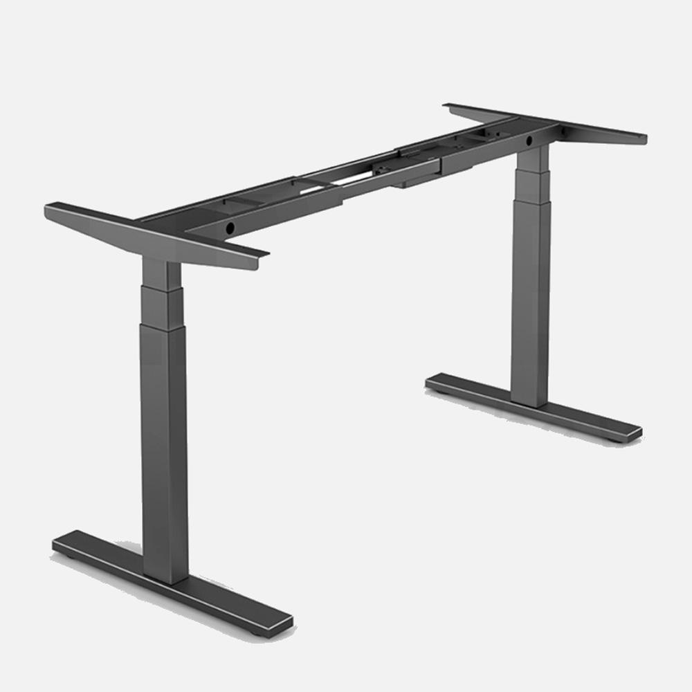140cm Standing Desk Height Adjustable Sit Black Stand Motorised Dual Motors Frame Birch Top