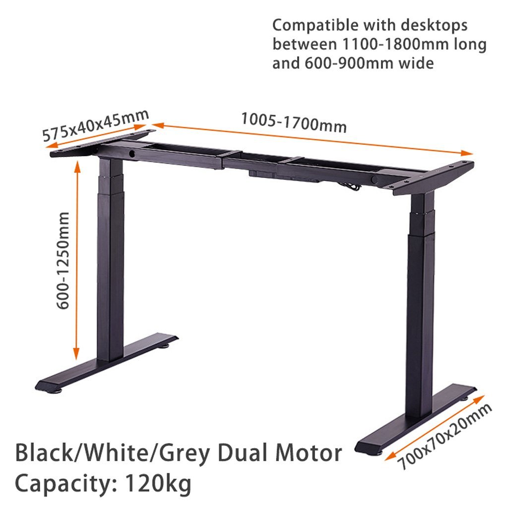140cm Standing Desk Height Adjustable Sit Black Stand Motorised Dual Motors Frame Birch Top