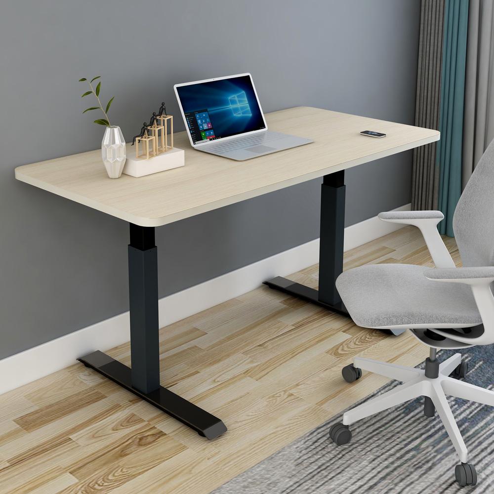 120cm Standing Desk Height Adjustable Sit White Stand Motorised Dual Motors Frame Birch Top