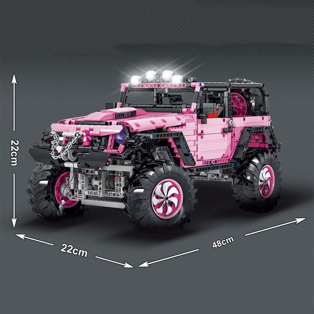 2471pcs Off-road Pink Vehicle Building Blocks Bricks Car Series 1:8 Model Kits Gifts Mork 022010-1 Creative Pick Up