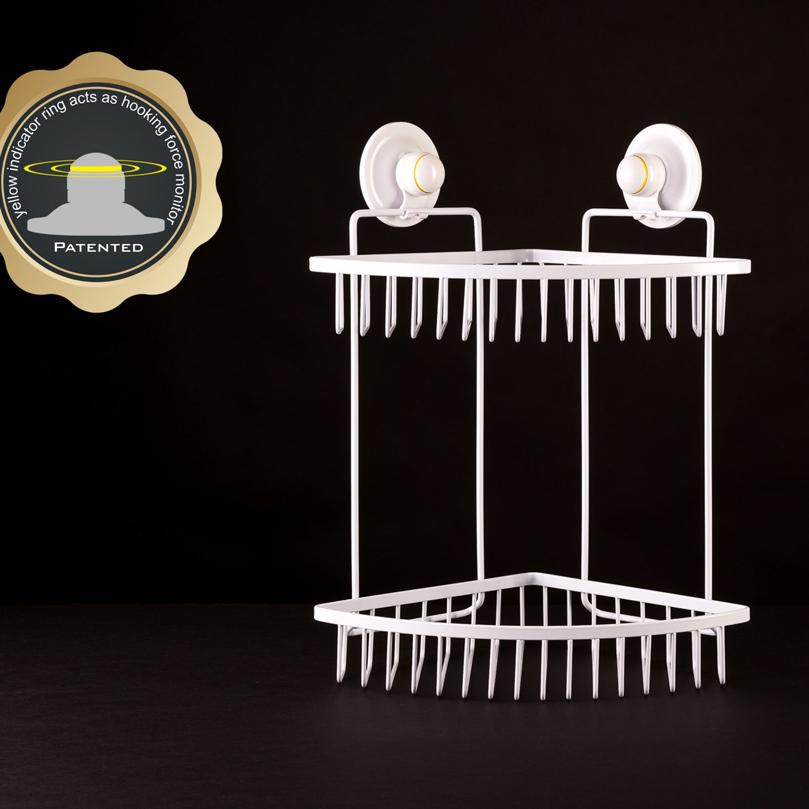 KiahLoc White Double Corner Shelf Removable Suction