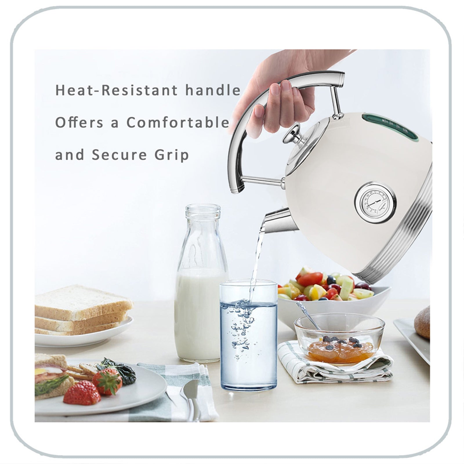 PHILEX Electric Kettle Water Boiler Stainless Steel Retro 1.7L IVORY