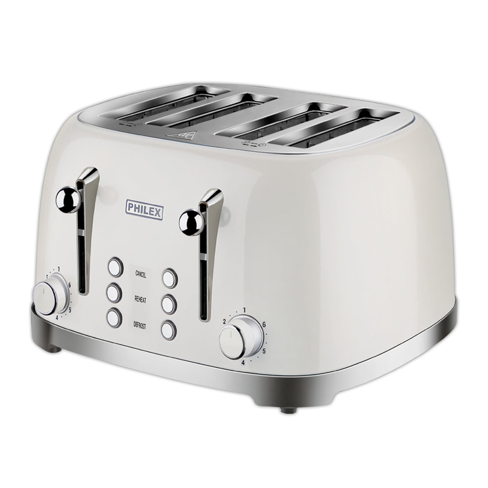 PHILEX 4-Slice Electric Toaster Bread Reheat Defrost Retro Retro IVORY