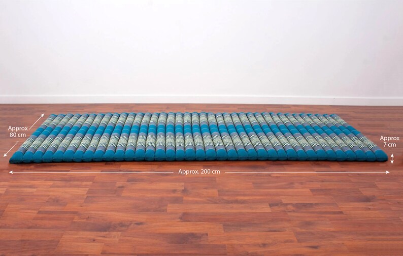 Day bed Roll Out Mattress XL Large Foldout Mat relaxation day bed camping or Yoga Matt Natural Kapok Filled BLUE
