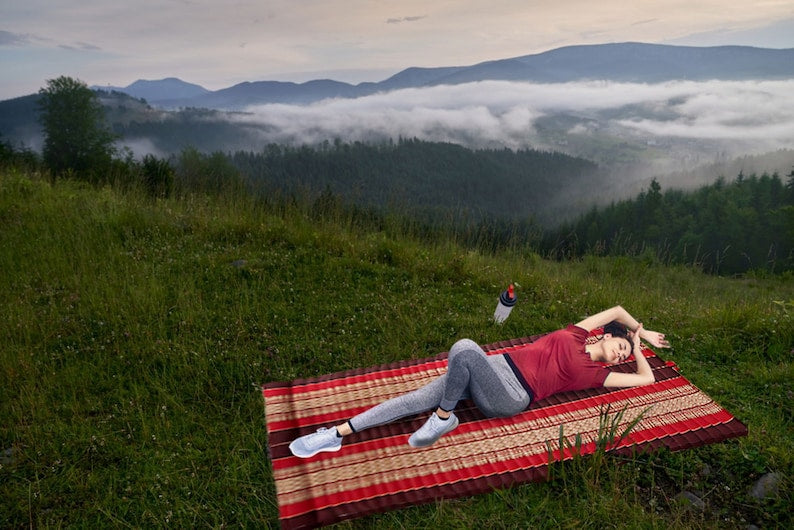 Day bed Roll Out Mattress XL Large Foldout Mat relaxation day bed camping or Yoga Matt Natural Kapok Filled RED