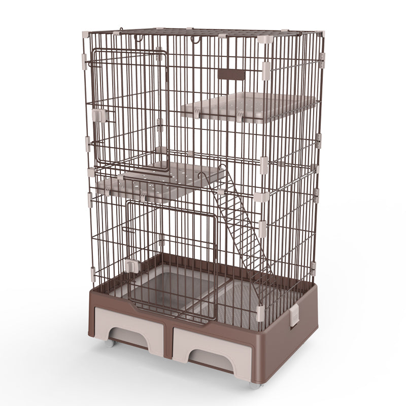 YES4PETS 179 cm Pink Pet 4 Level Cat Cage House With Litter Tray & Wheel 82x57x179 CM