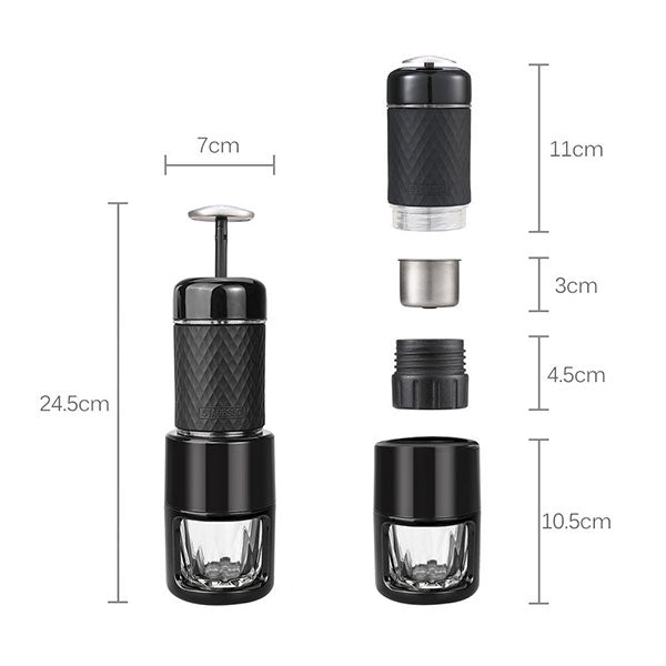 STARESSO Coffee Maker Red Dot Award Winner Portable Espresso Cappuccino Quick Cold Brew Manual Coffee Maker Machines All in One - Black