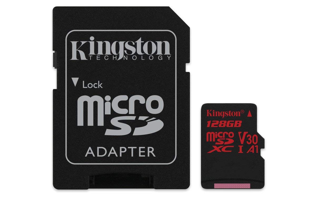 KINGSTON Canvas React: MicroSD 128GB , 100MB/s read and 70MB/s write with SD adapter SDCR/128GB
