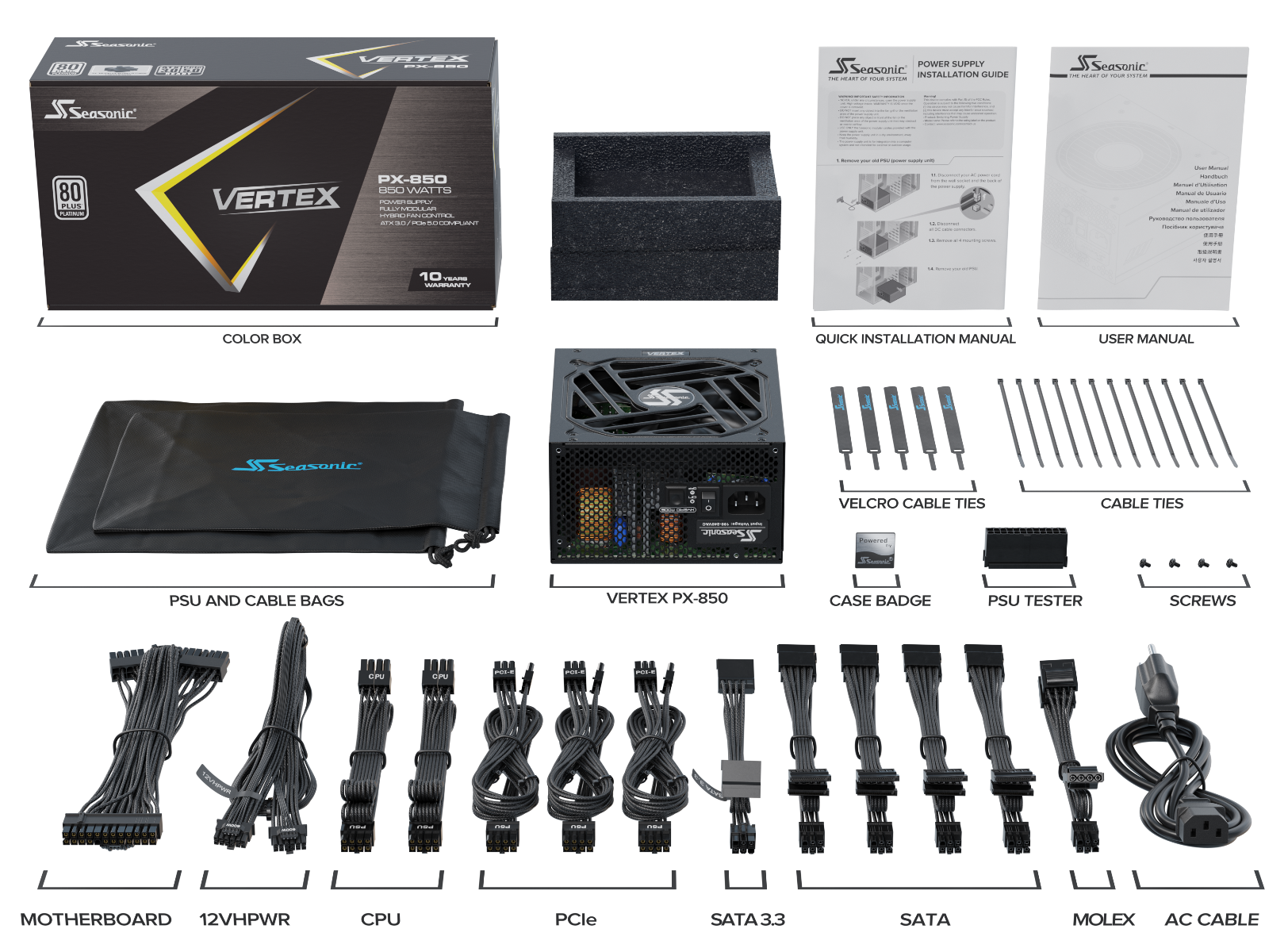 Seasonic VERTEX 850W (PX-850) Platinum Fully Modular PSU ATX 3.0