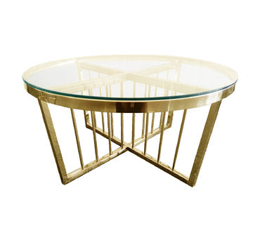 Salina Coffee Table - Clear Top - 95cm Gold