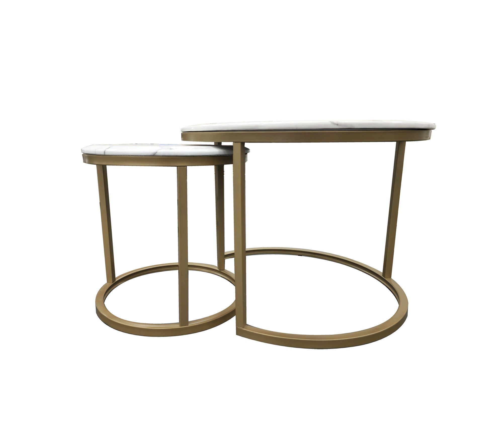 Nesting style Coffee Table - White on Champagne Gold - 60cm/40cm