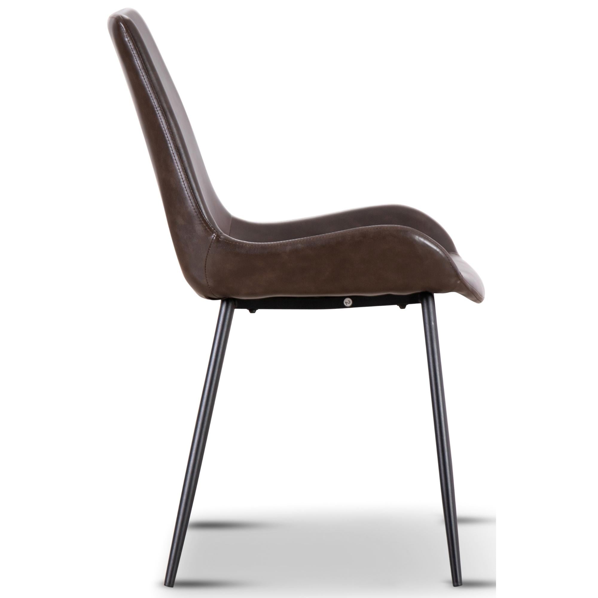 Brando Set of 2 PU Leather Upholstered Dining Chair Metal Leg - Brown