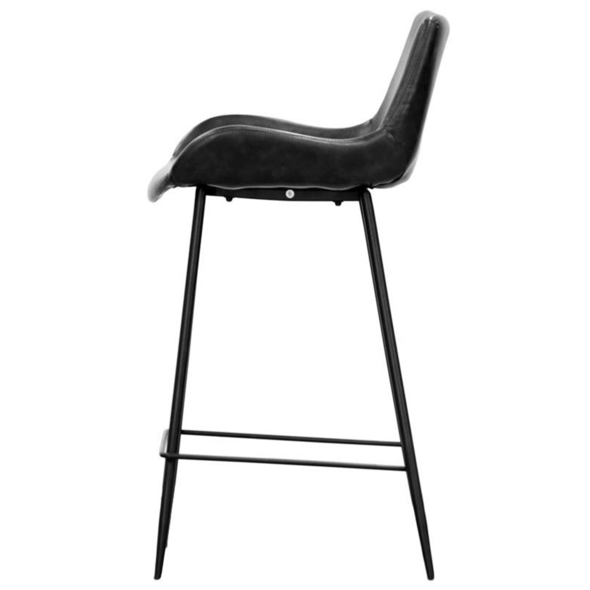 Brando Set of 8 PU Leather Upholstered Bar Chair Metal Leg Stool Vintage Grey