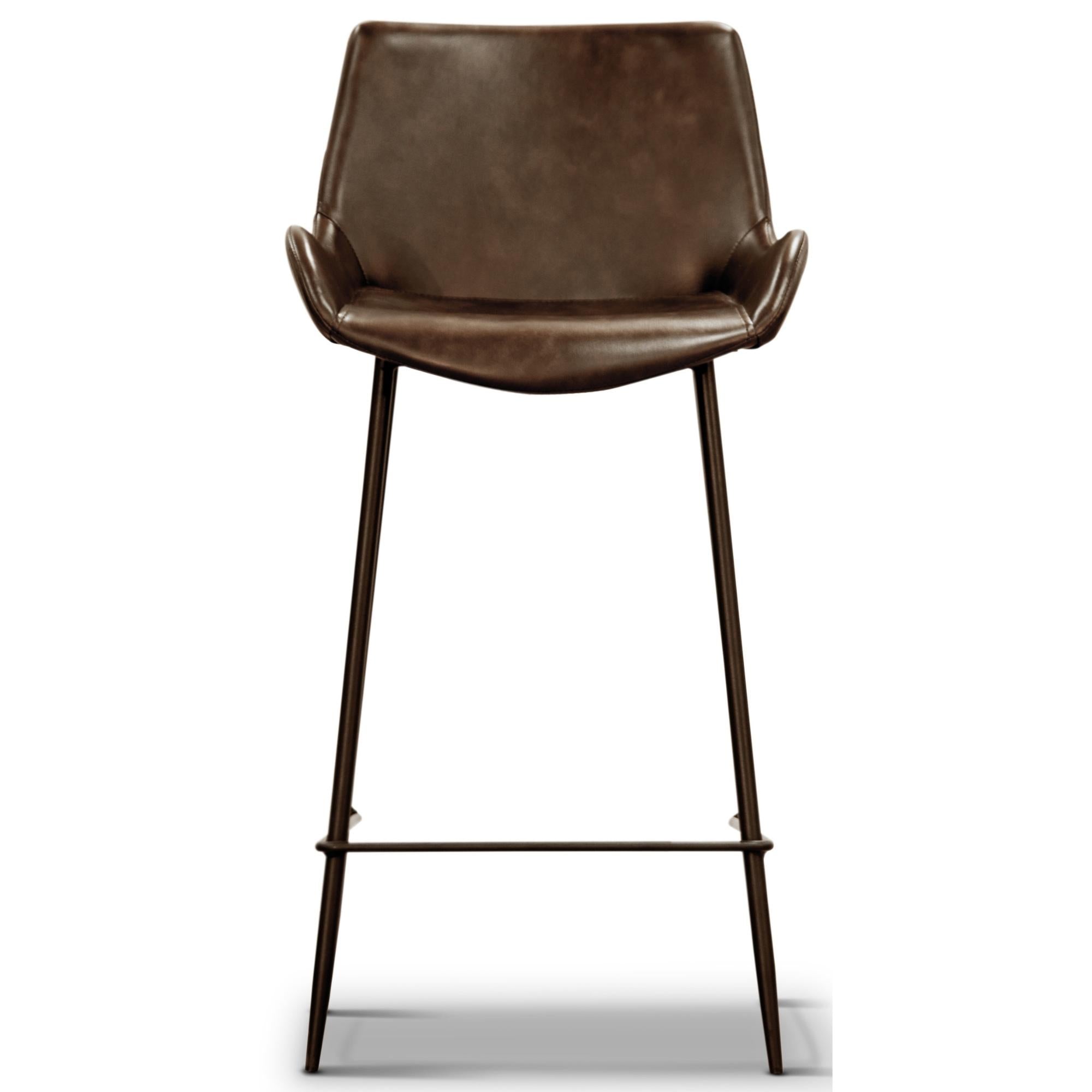 Brando Set of 6 PU Leather Upholstered Bar Chair Metal Leg Stool - Brown