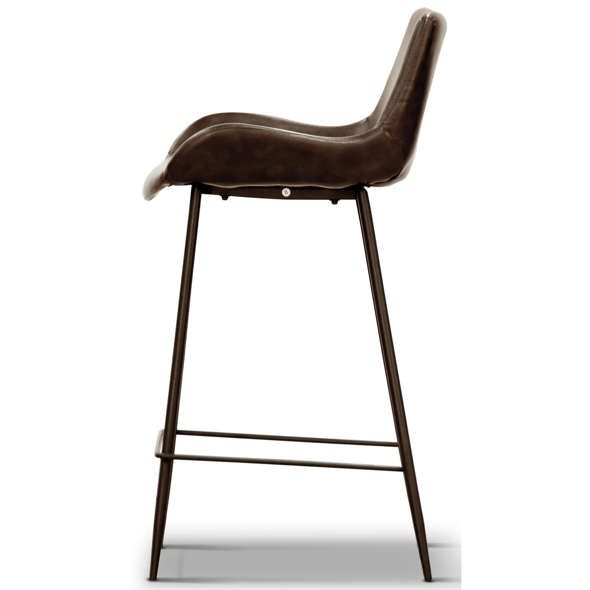 Brando Set of 6 PU Leather Upholstered Bar Chair Metal Leg Stool - Brown