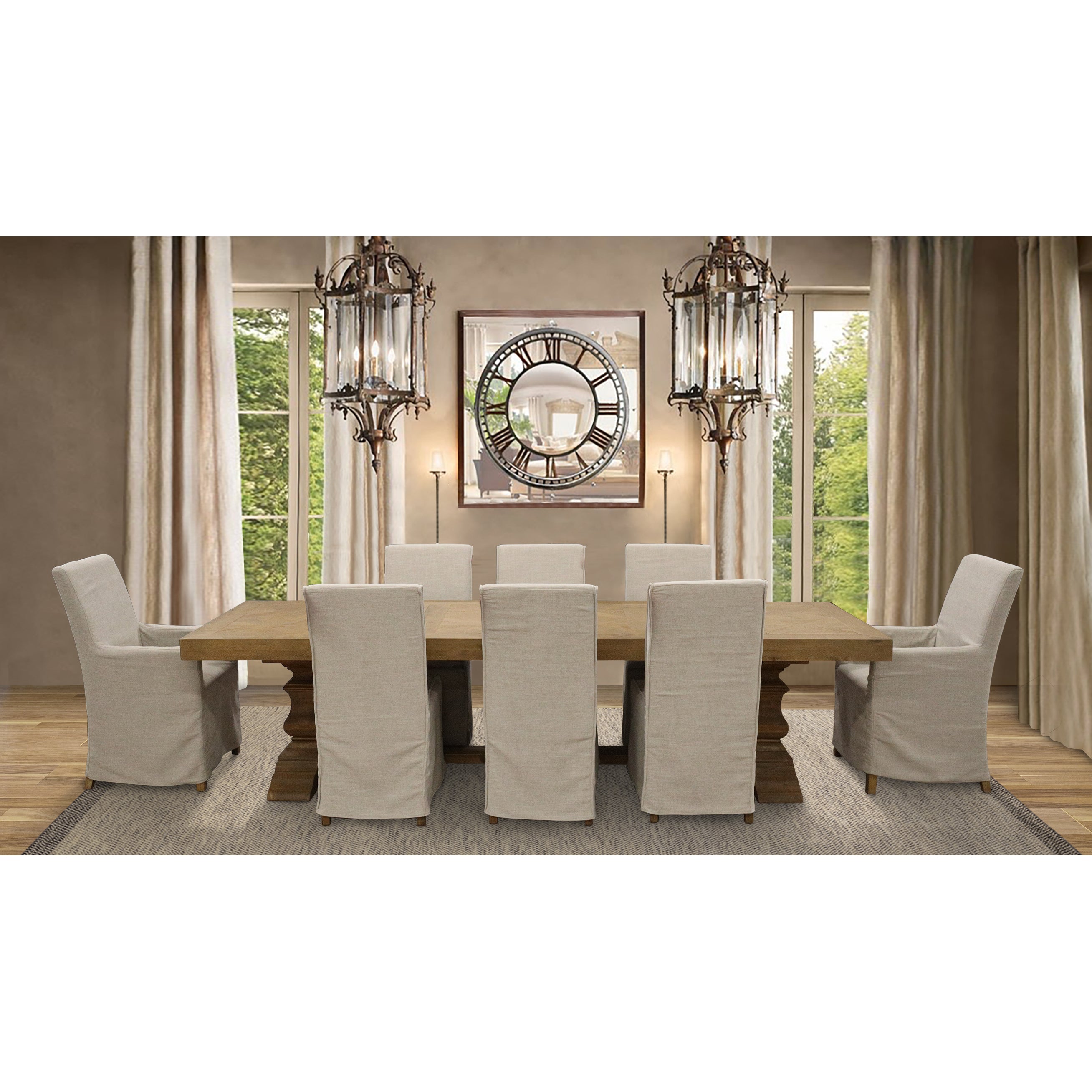 Ixora Dining Chair Set of 4 Fabric Slipcover French Provincial Carver Timber