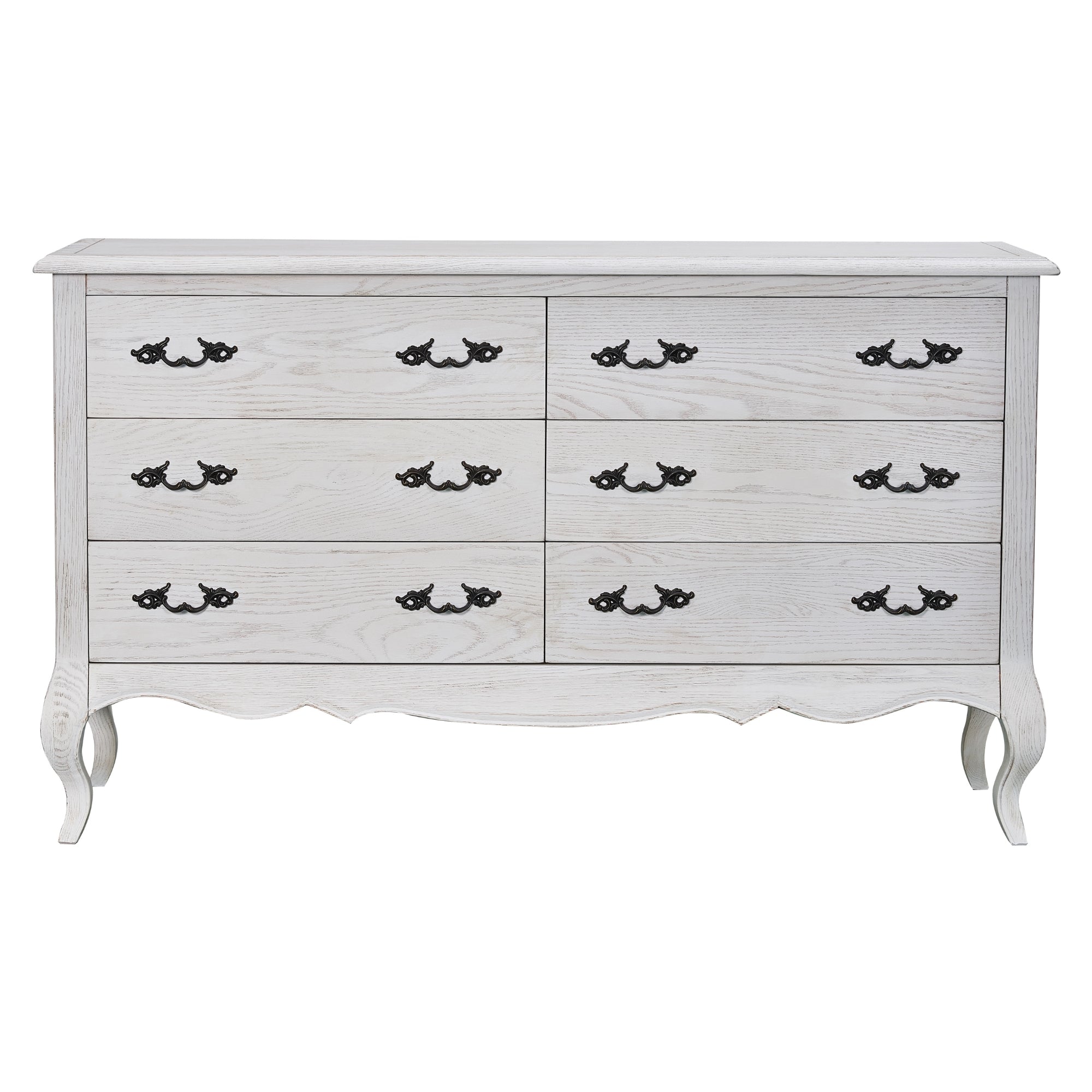 Alice Dresser Mirror 6 Chest of Drawers Tallboy Storage Cabinet Distressed White
