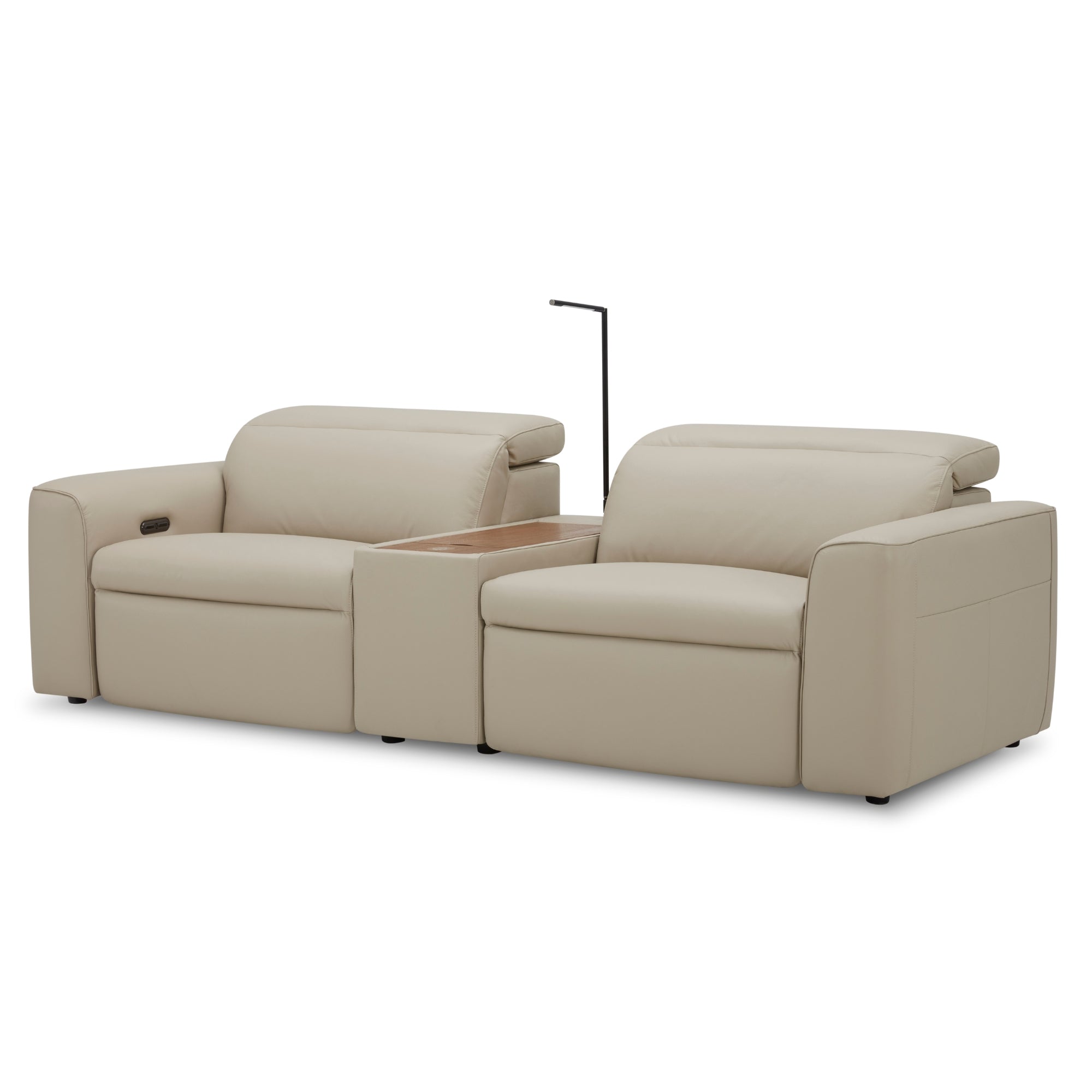 Hallie 2 Seater Genuine Leather Sofa Lounge Electric Powered Recliner Beige