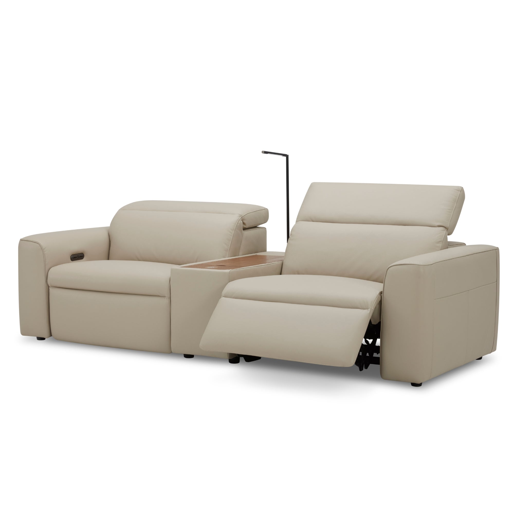 Hallie 2 Seater Genuine Leather Sofa Lounge Electric Powered Recliner Beige
