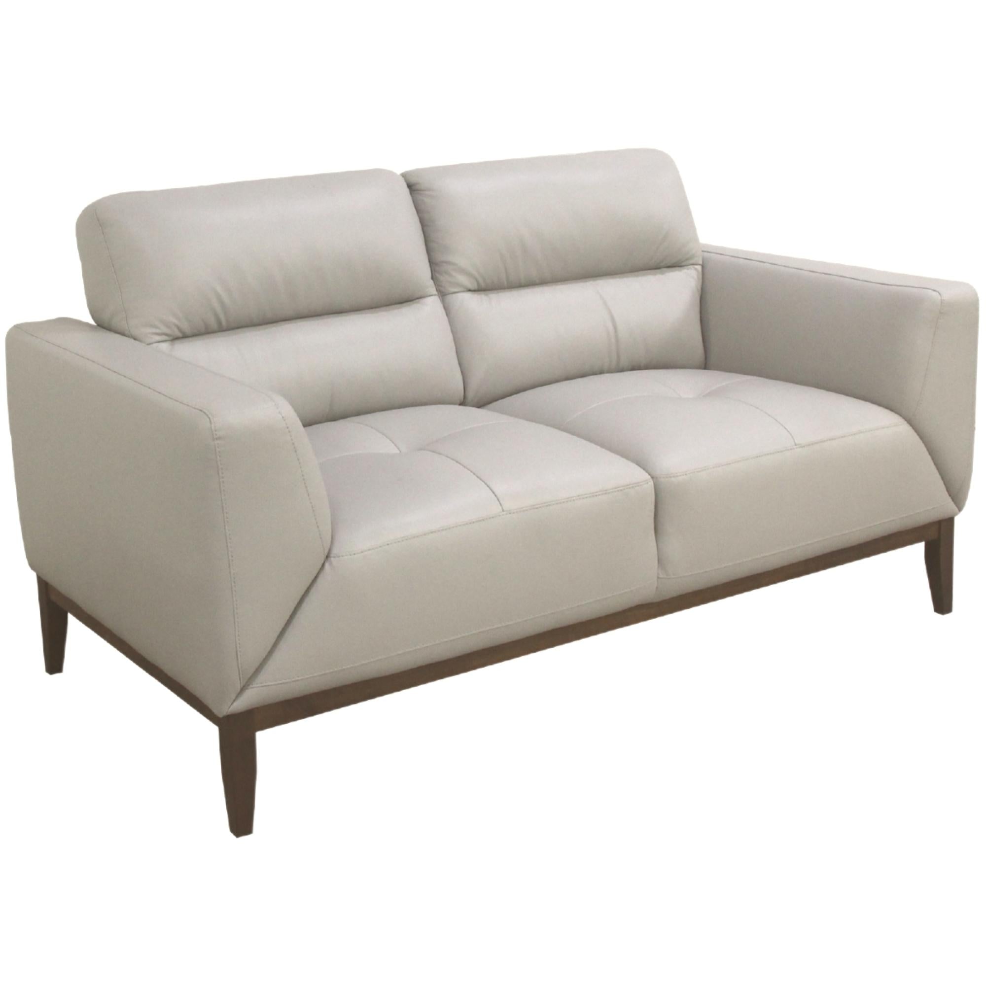 Downy Genuine Leather Sofa 2 Seater Upholstered Lounge Couch - Silver